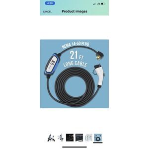 Lectron NEMA 14-50 Level 2 EV Charger - 240V 32 Amp‎ with 21 ft Extension Cord &